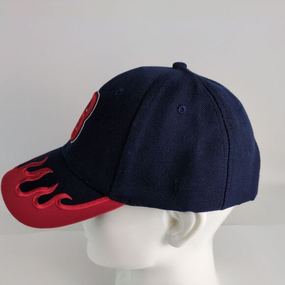 Boston "B" Embroidered Flames Navy Blue Men's Baseball Hat Ball Cap - Picture 5 of 6